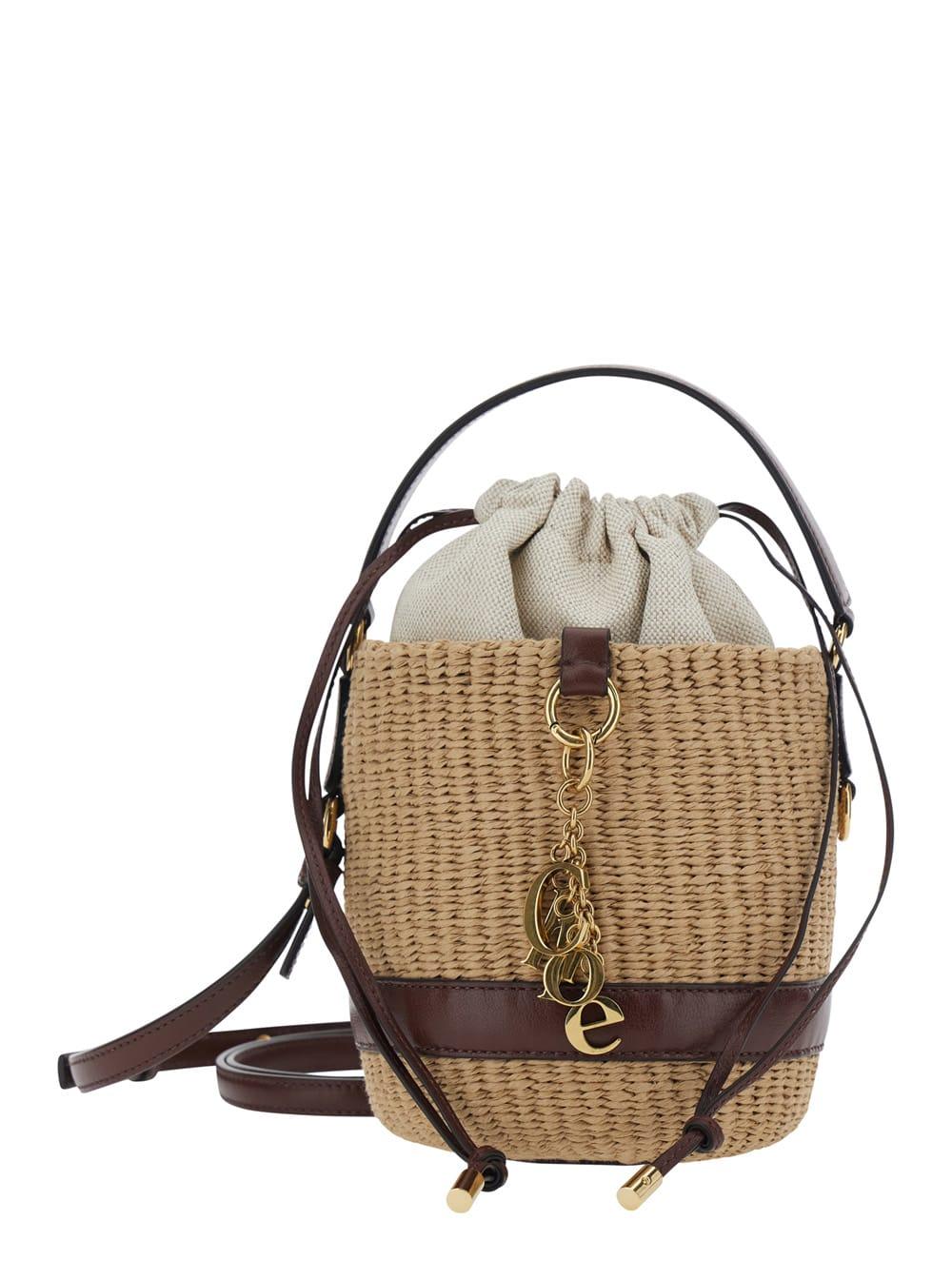 chloé handbag s941 with leather charm beige women