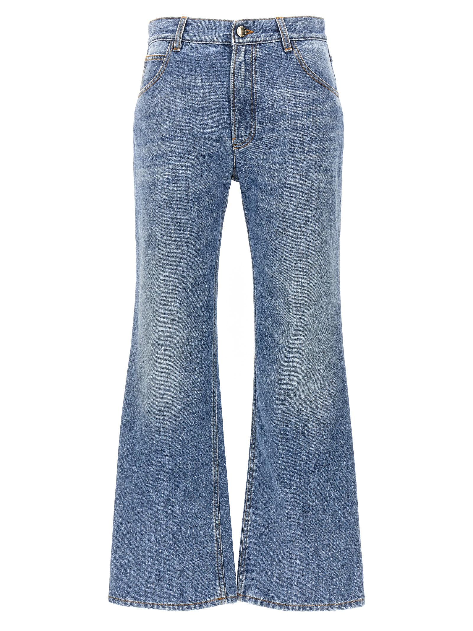 chloé high waist jeans light blue cotton - women