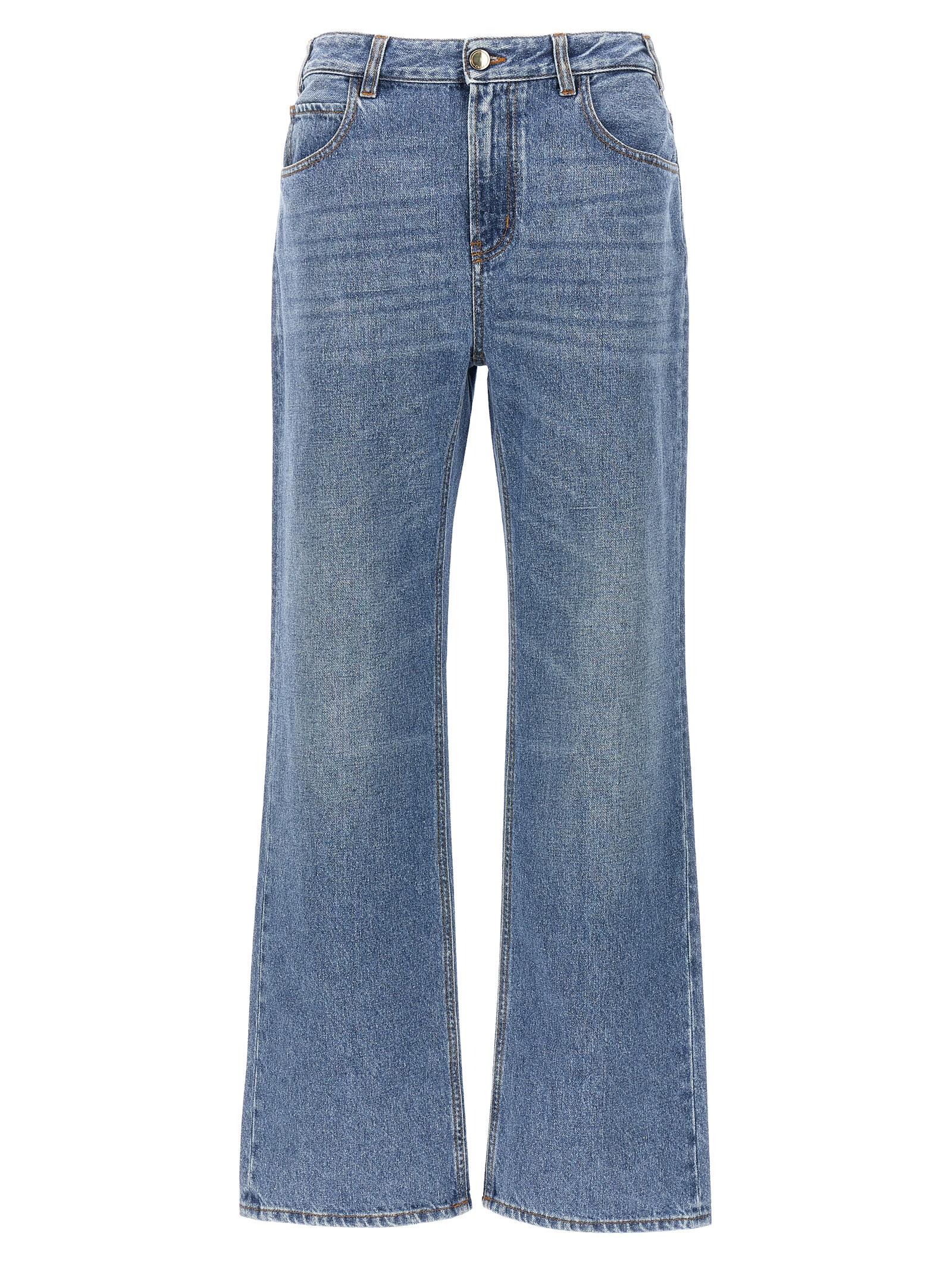 chloé high waist jeans light blue cotton - women