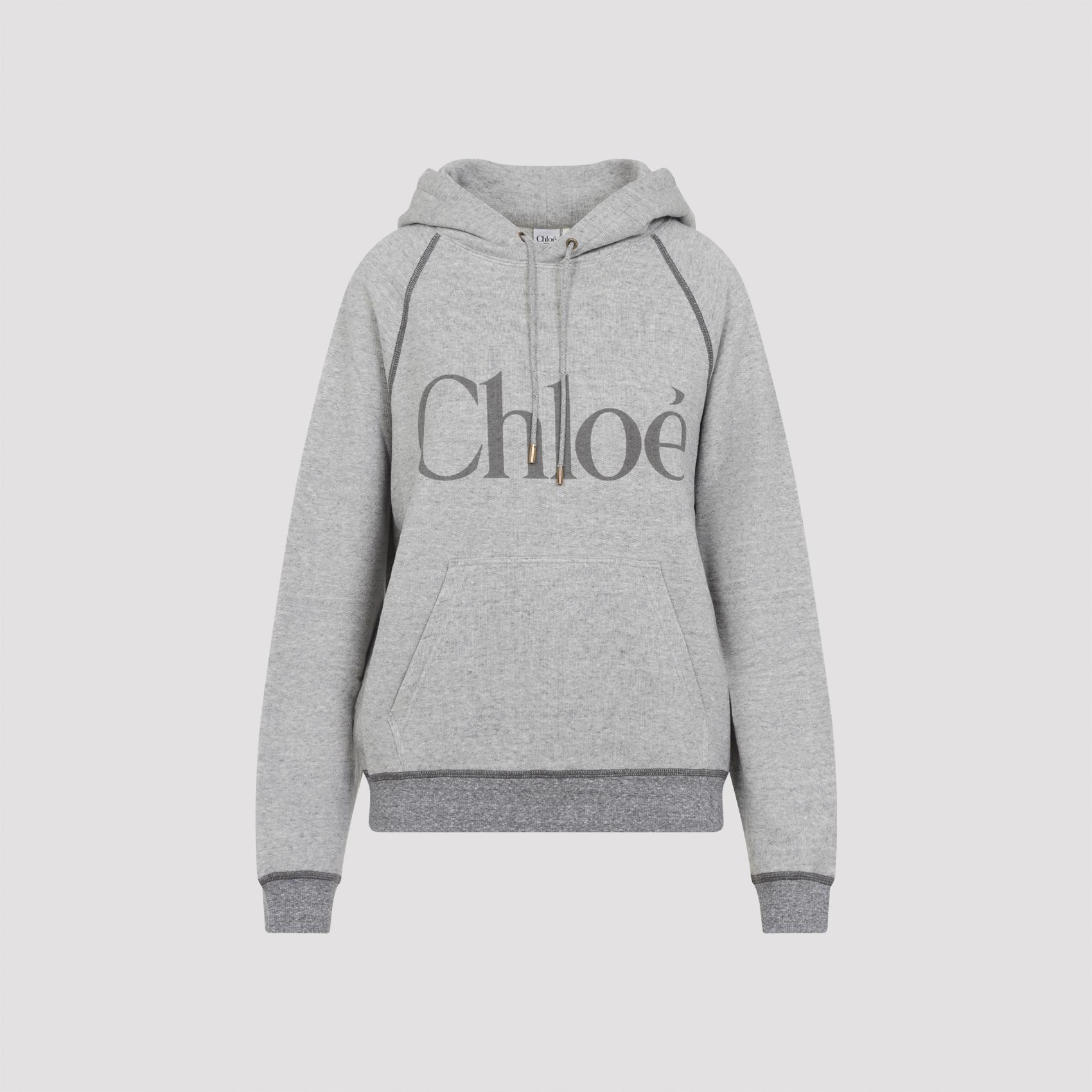 chloé hoodie grey cotton lyocell elastane sweatshirt - women