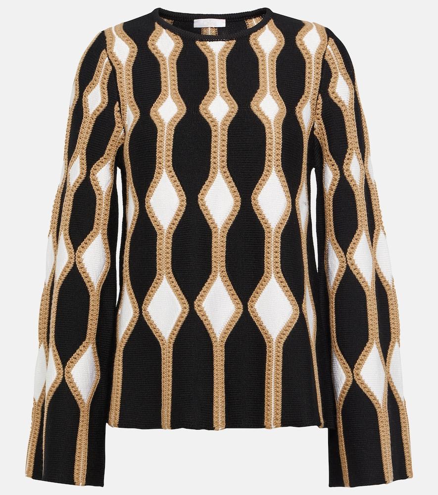 chloé intarsia wool and silk sweater