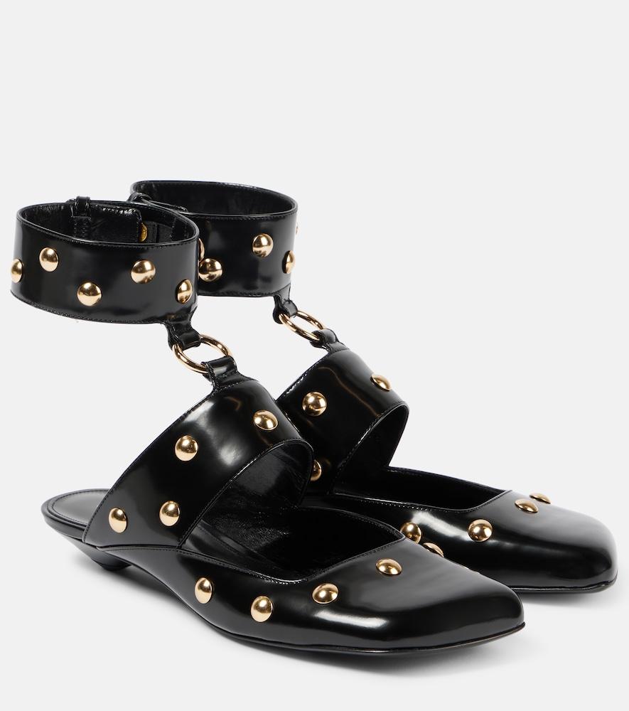 chloé jade studded leather flats