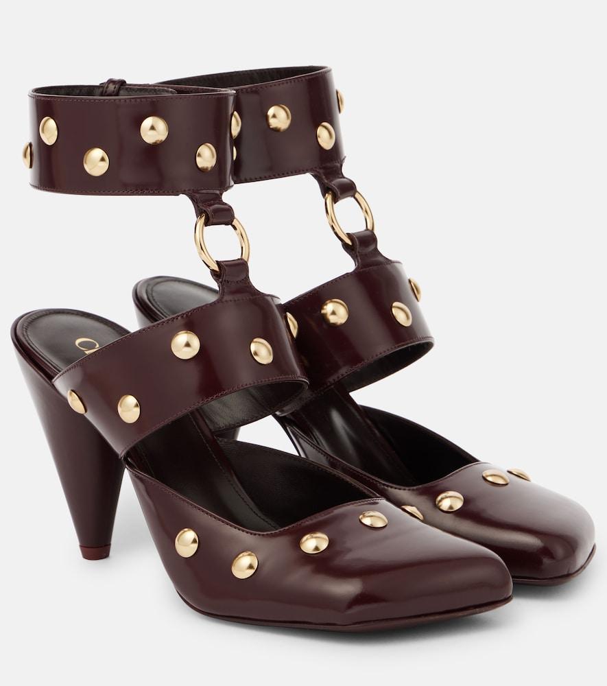 chloé jade studded leather pumps
