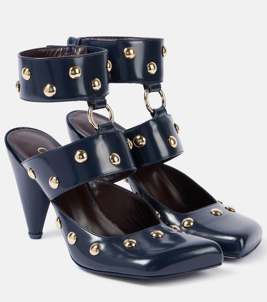 chloé jade studded leather pumps