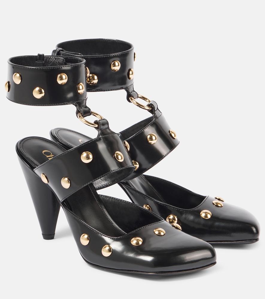 chloé jade studded leather pumps