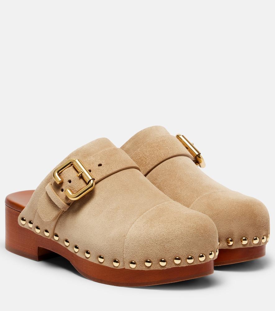 chloé jeannette 40 embellished suede clogs