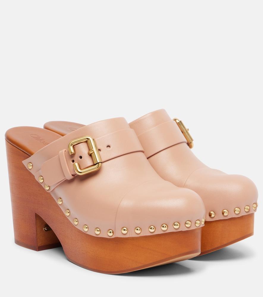 chloé jeannette 80 studded leather clogs