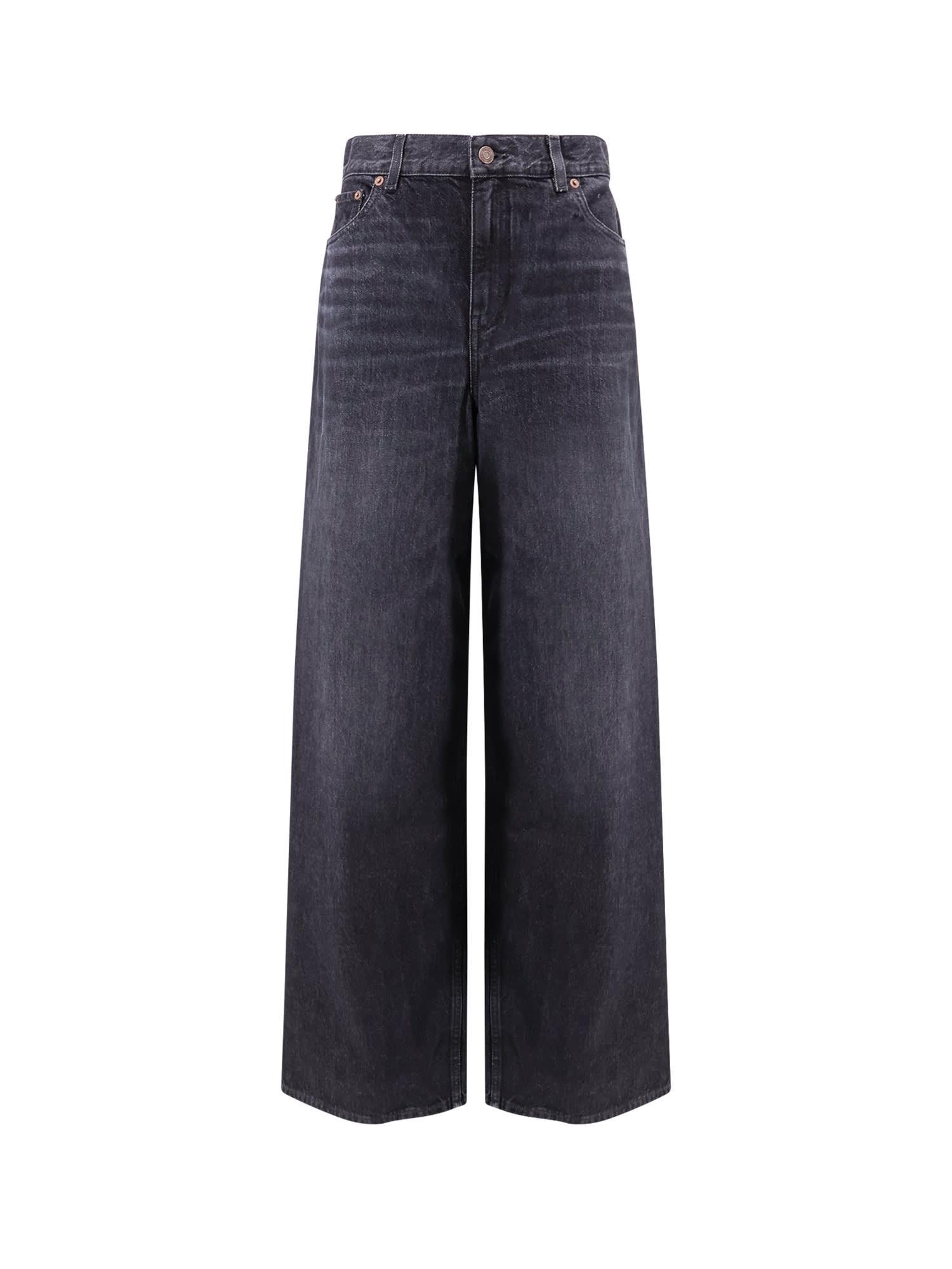 chloé jeans with iconic leather logo tag