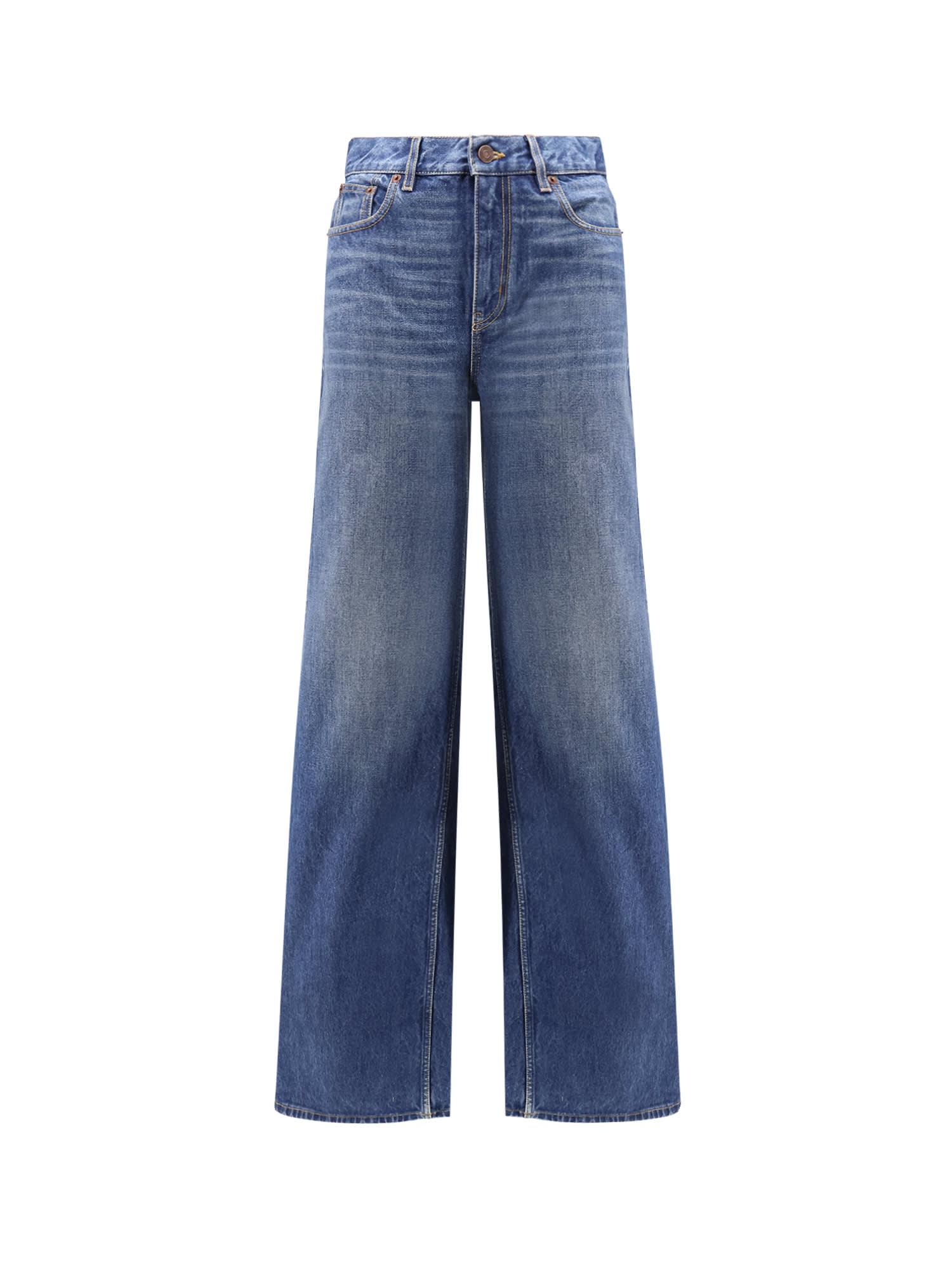 chloé jeans with leather logo tag