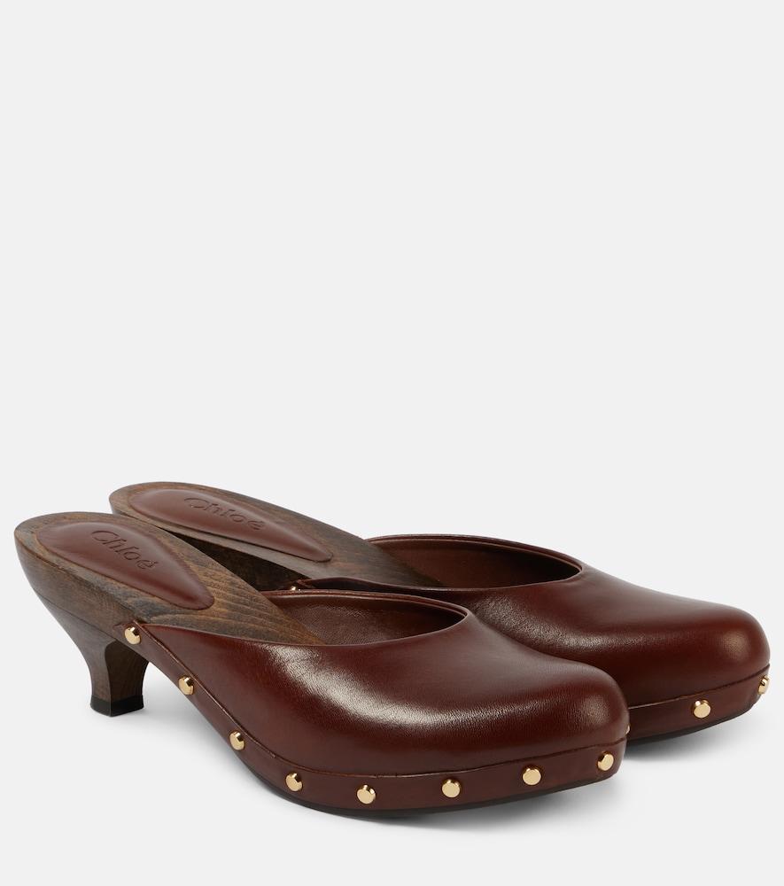 chloé judith studded leather clogs