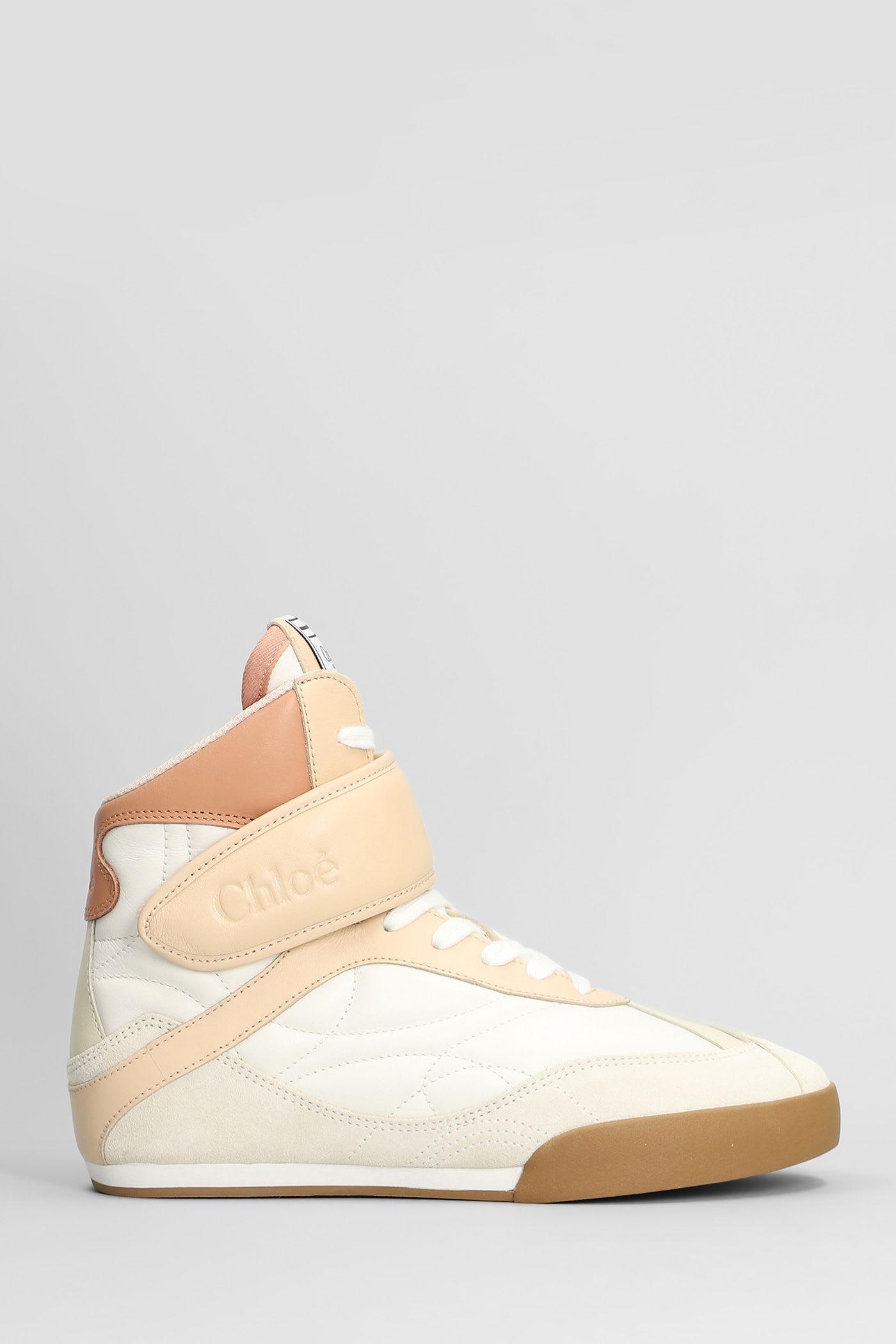 chloé kick sneakers in white suede and leather