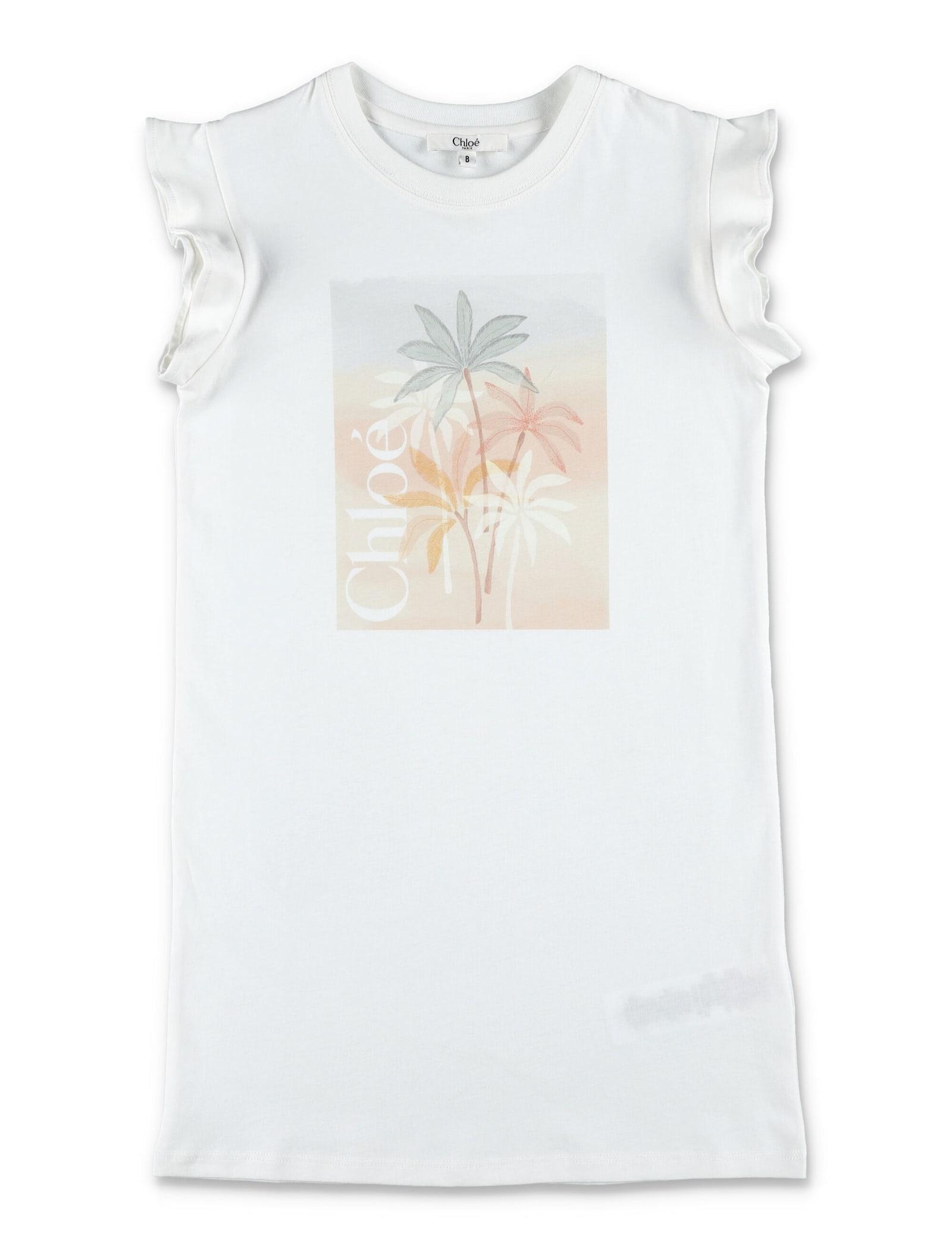 chloé kid - palm print t-shirt dress