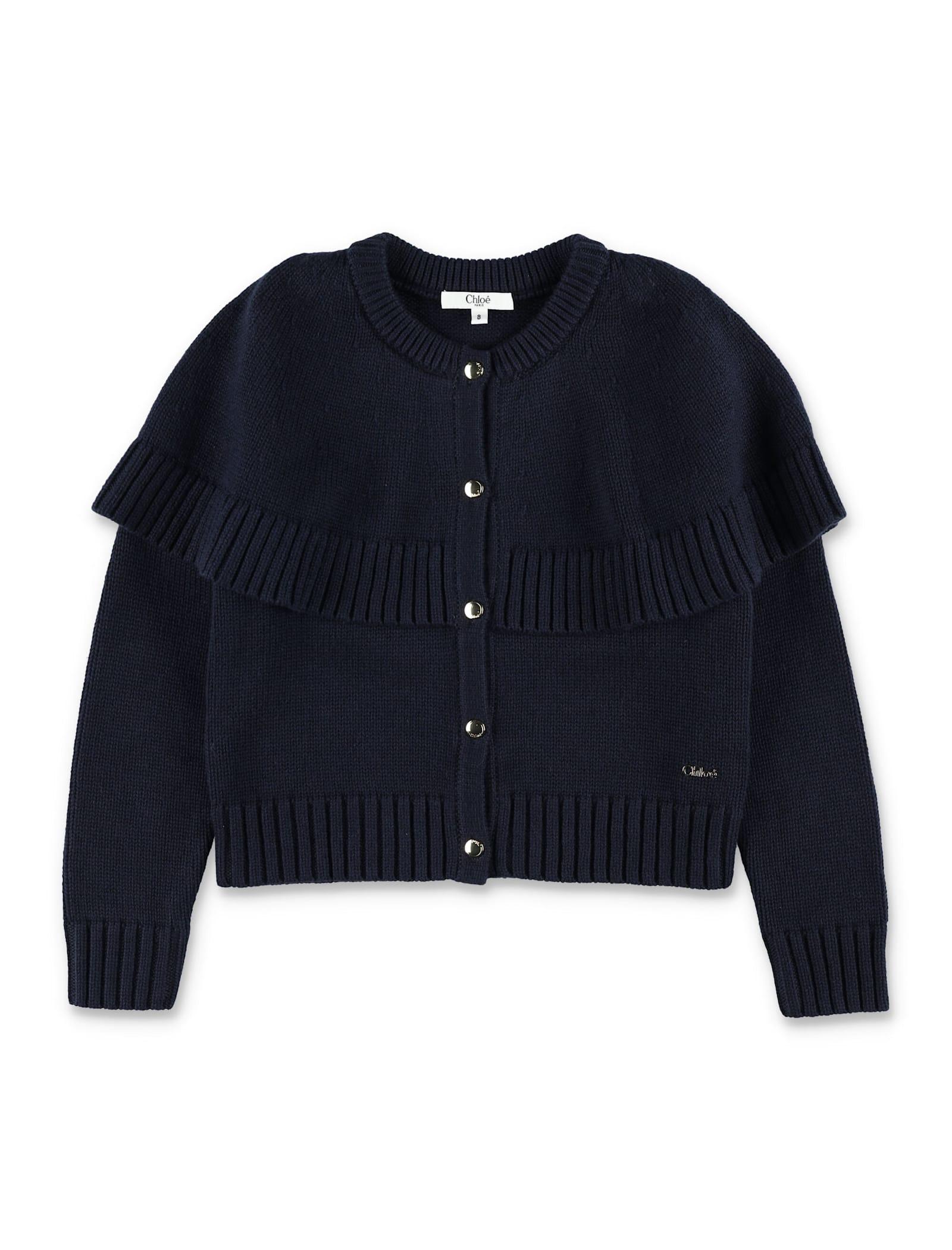 chloé kids knitted cape cardigan