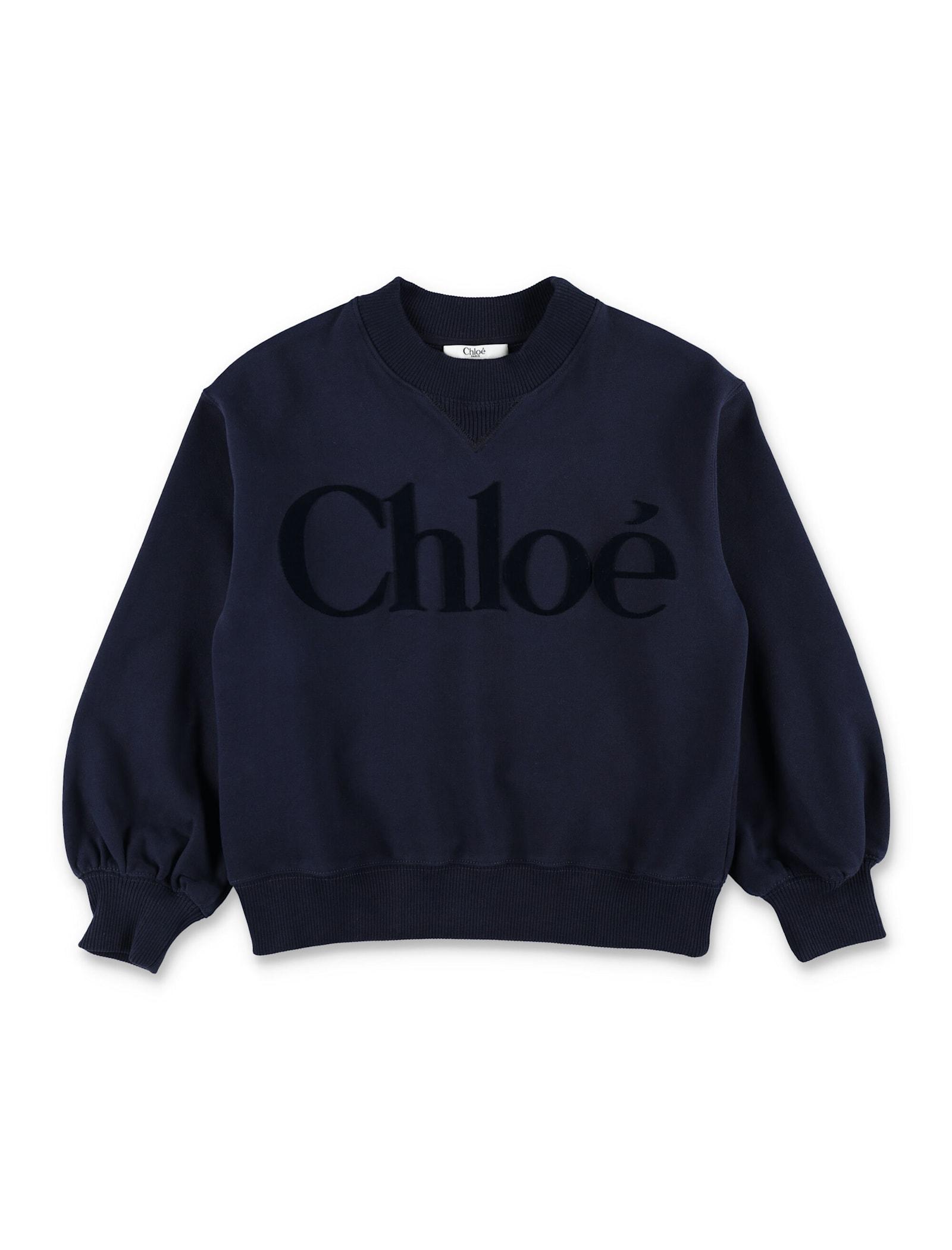 chloé kids velvet logo sweatshirt