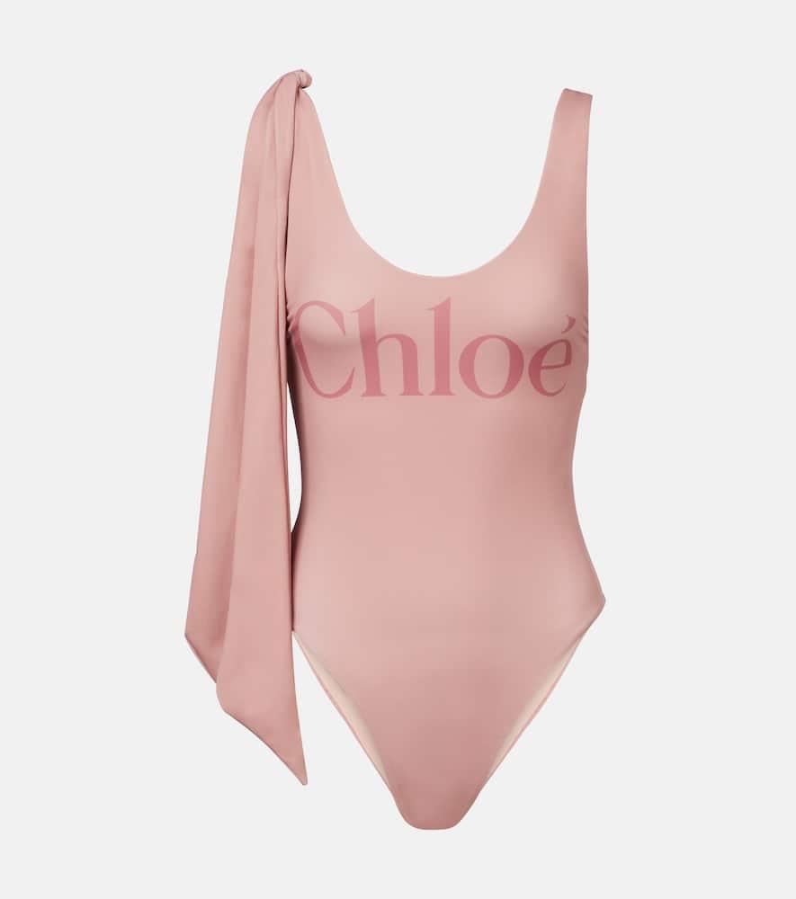 chloé knotted logo swimsuit