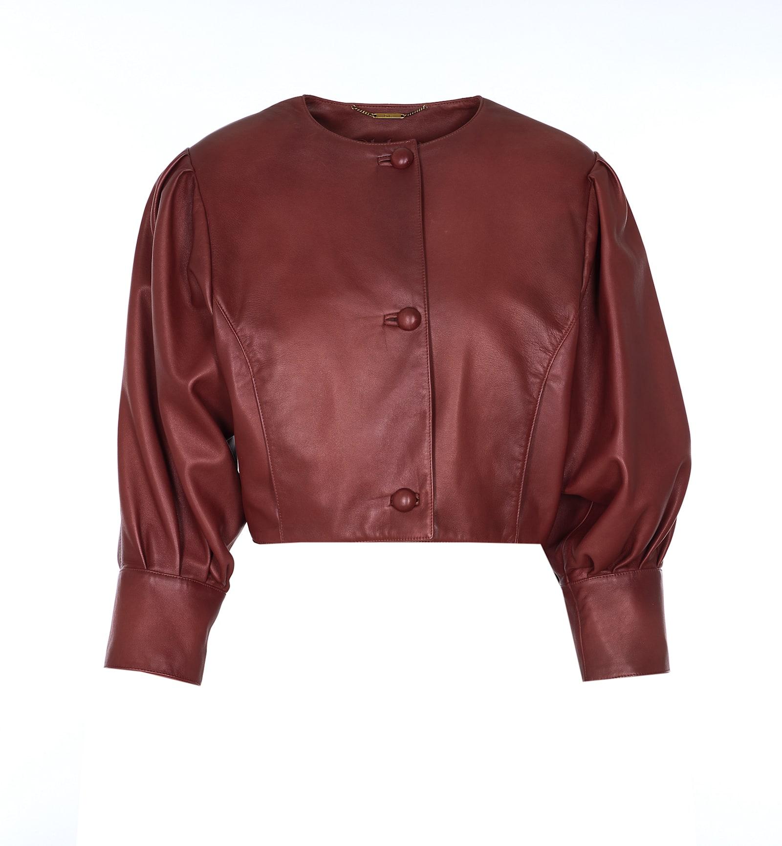 chloé leather cropped jacket