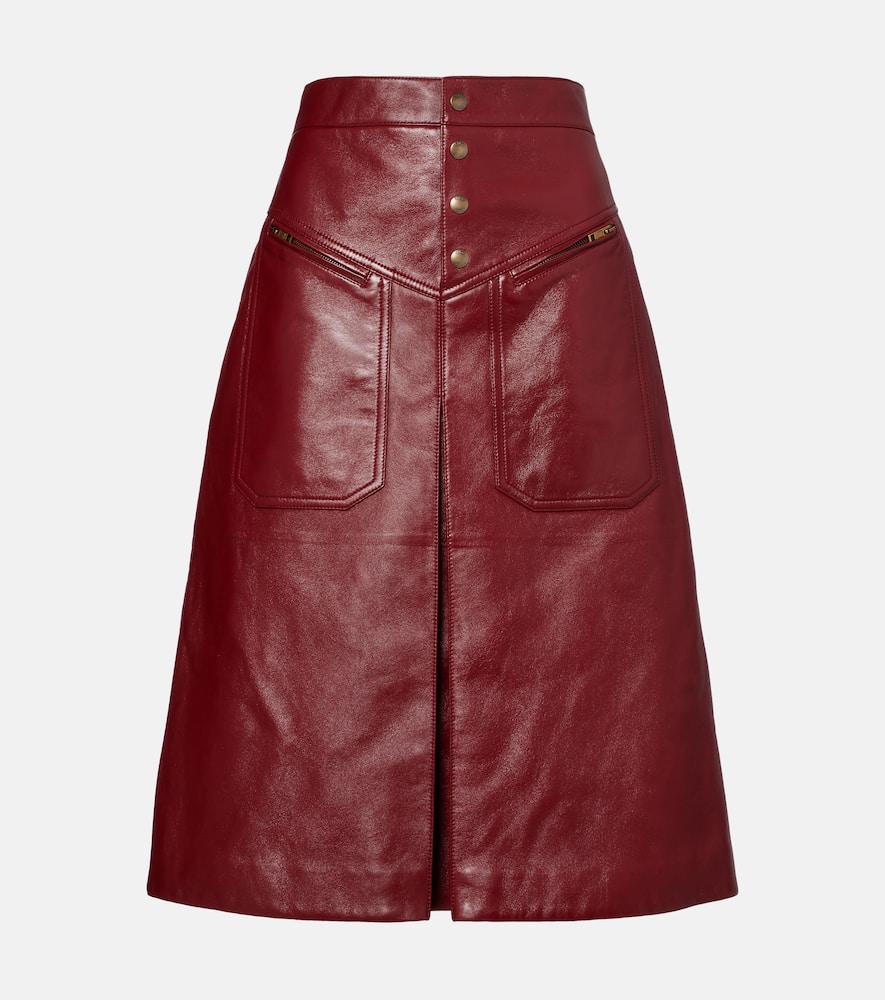 chloé leather midi skirt