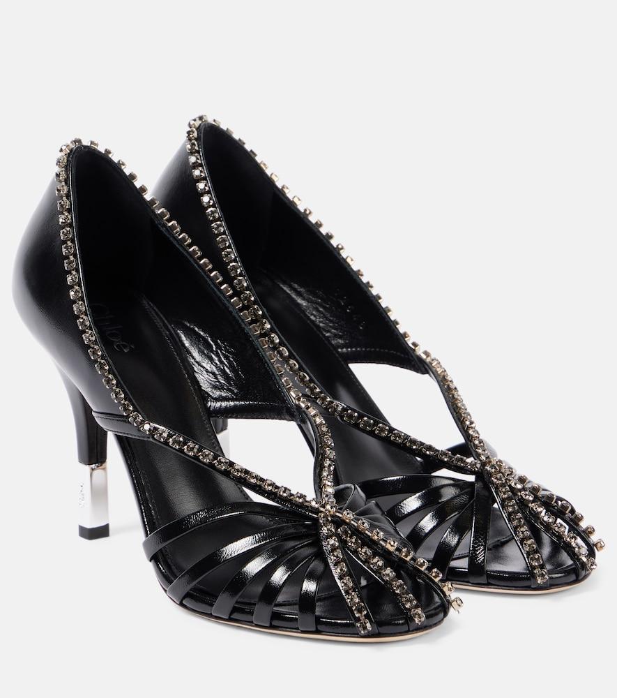 chloé leonie embellished leather pumps