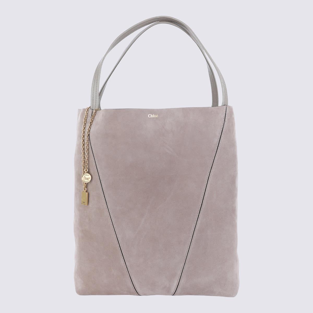 chloé light grey leather spin totes