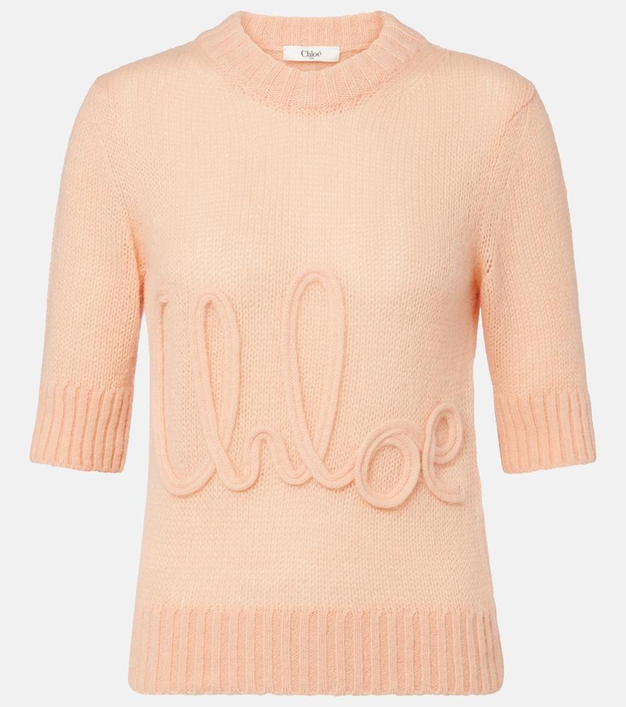 chloé logo alpaca and silk sweater