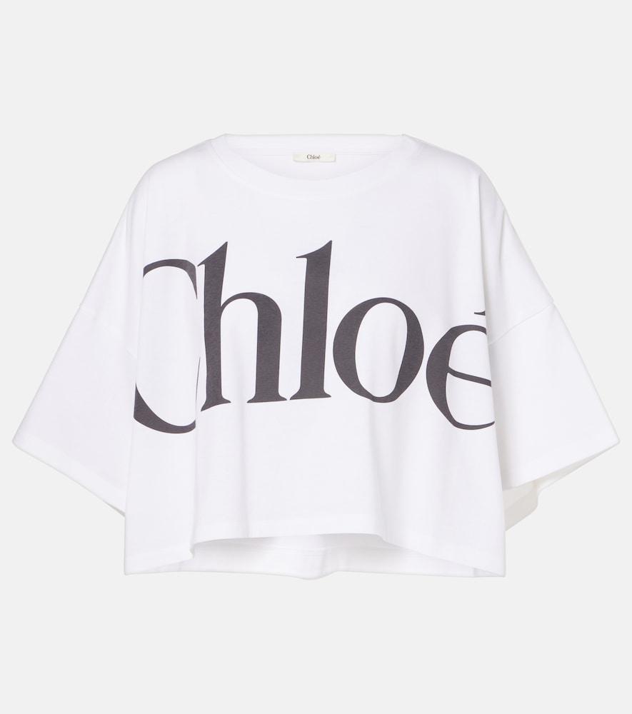 chloé logo cropped cotton jersey t
