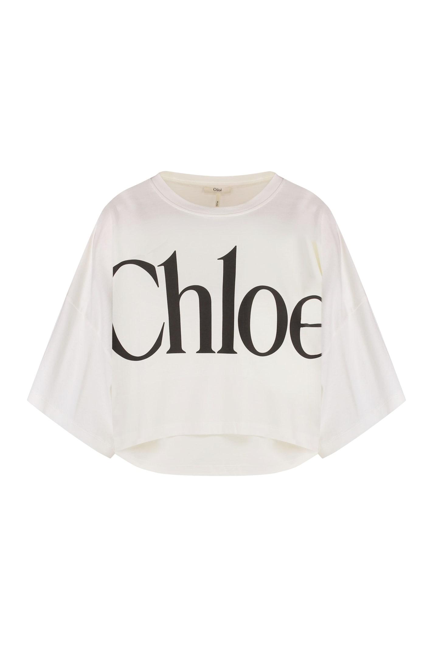 chloé logo detail cropped t-shirt