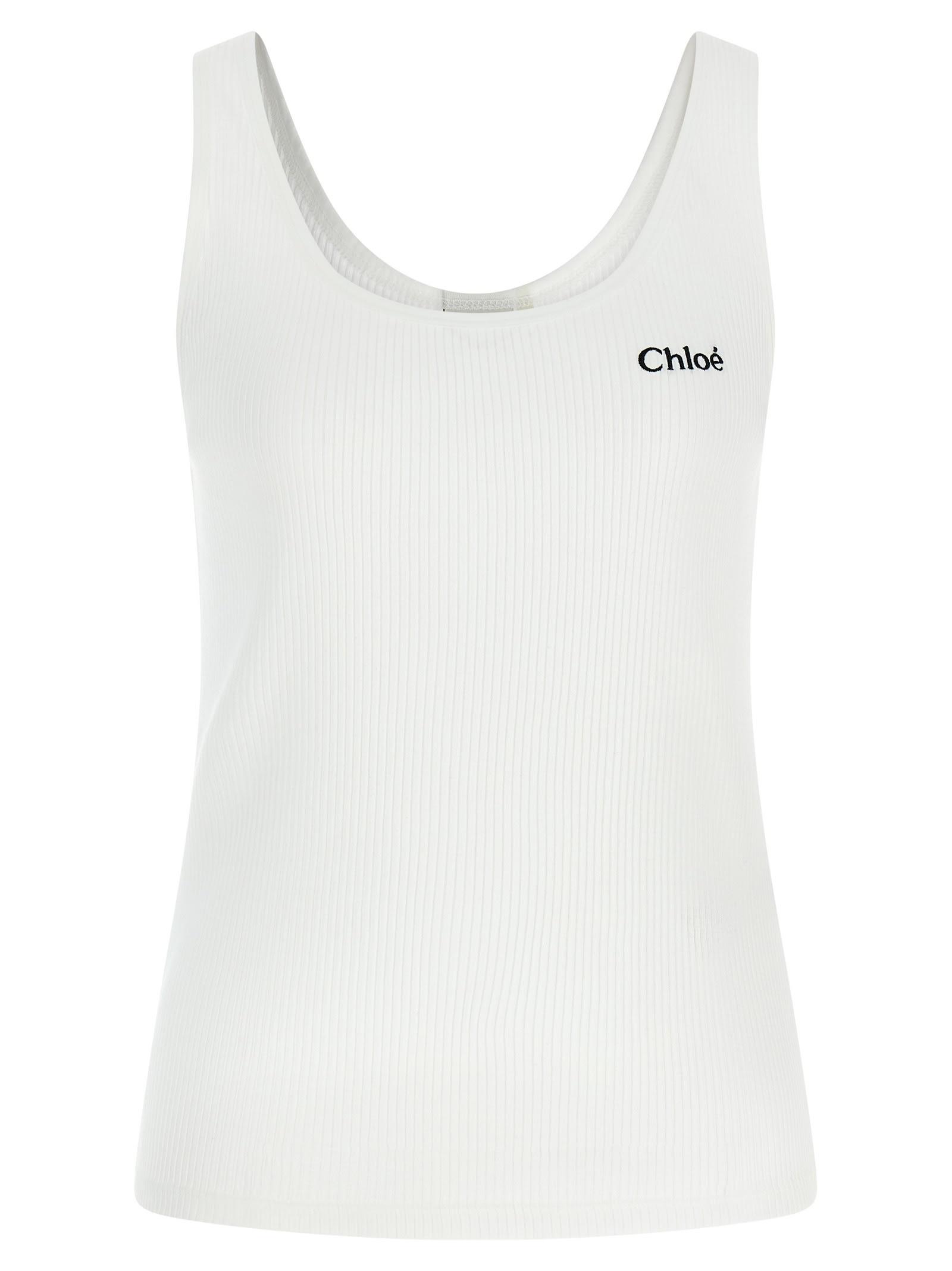 chloé logo embroidery top