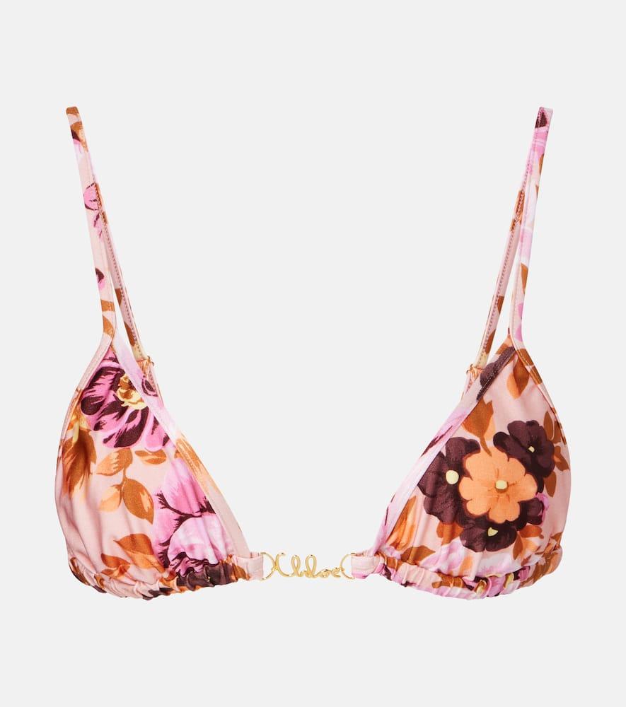 chloé logo floral bikini top