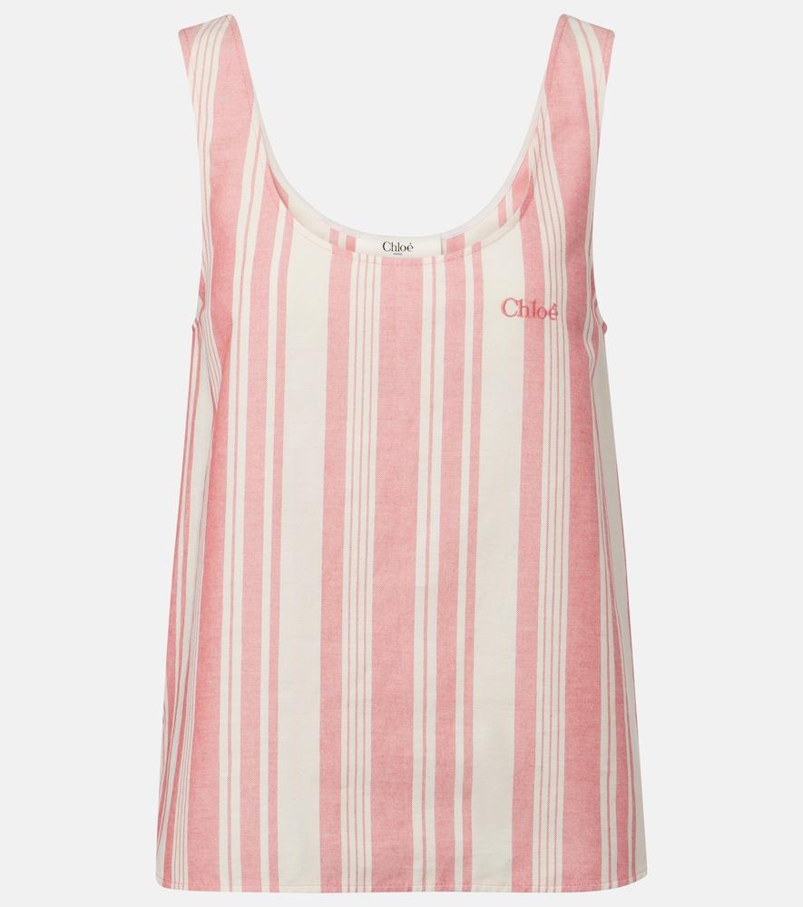 chloé logo striped cotton top