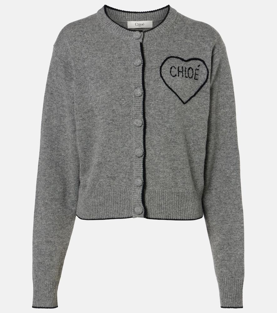 chloé logo wool and cashmere cardigan