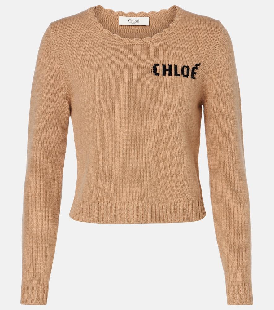 chloé logo wool and cashmere sweater