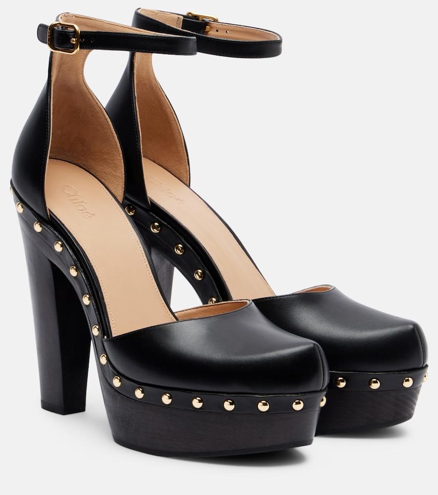chloé lola studded leather platform pumps