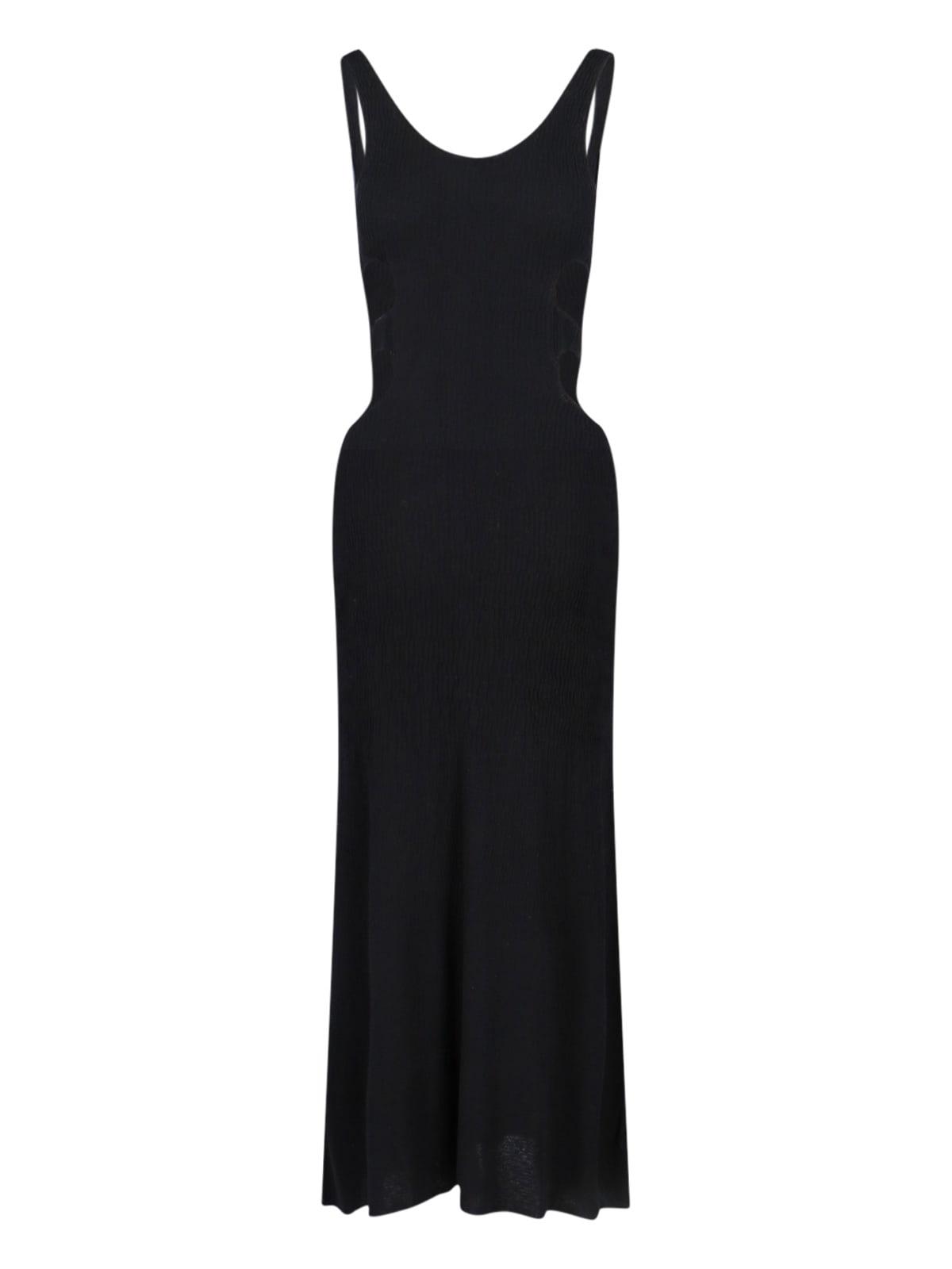 chloé long black tank dress with u neckline and cut-out