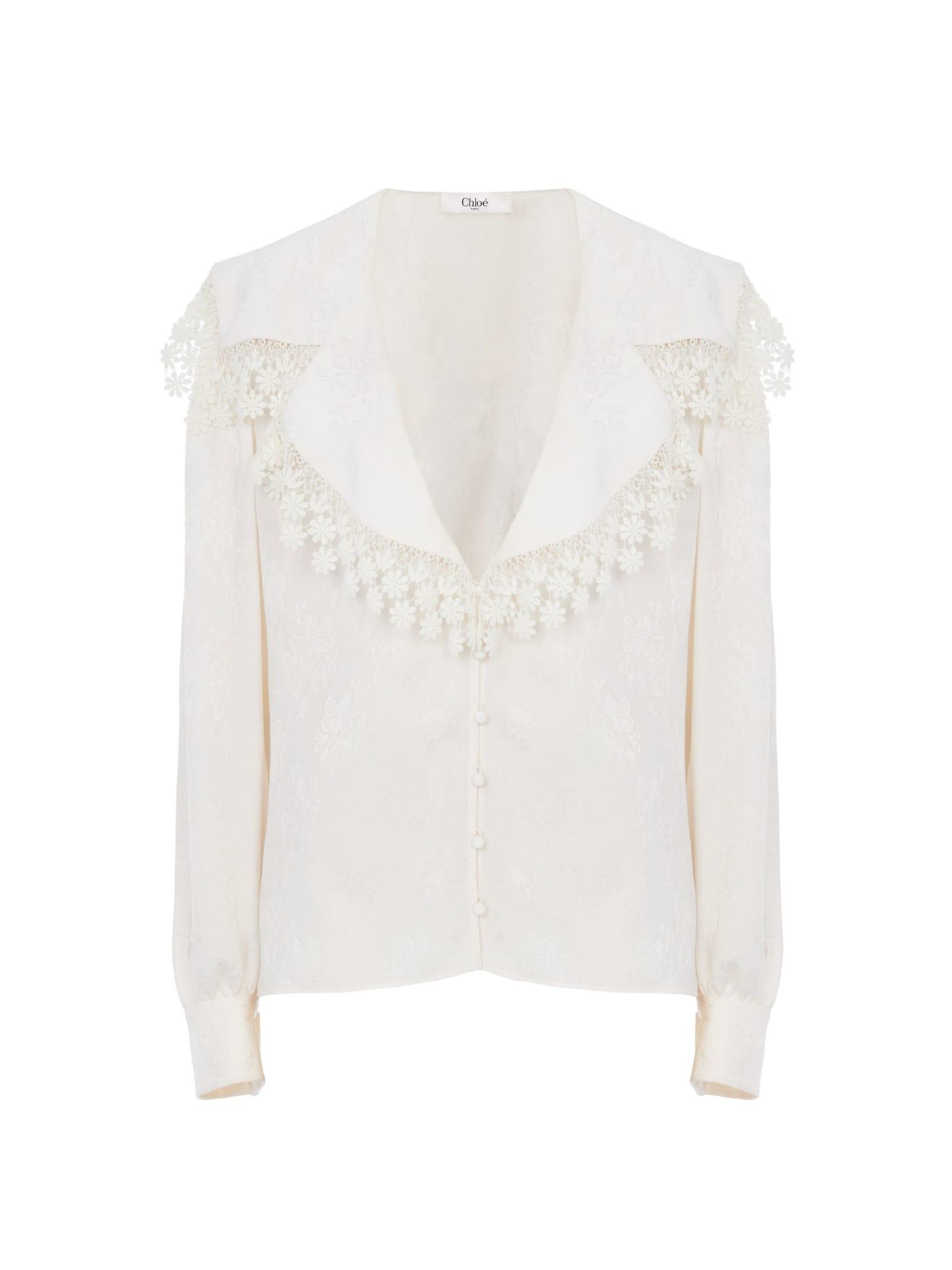 chloé long-sleeved shirt with embroidery