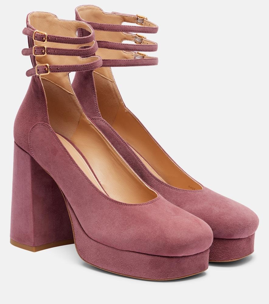 chloé loti 100 suede platform pumps