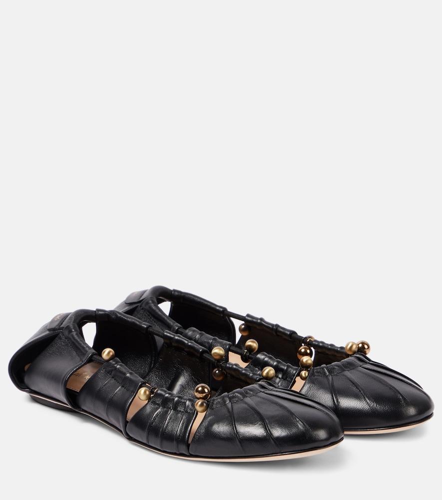 chloé luna embellished cutout leather ballet flats