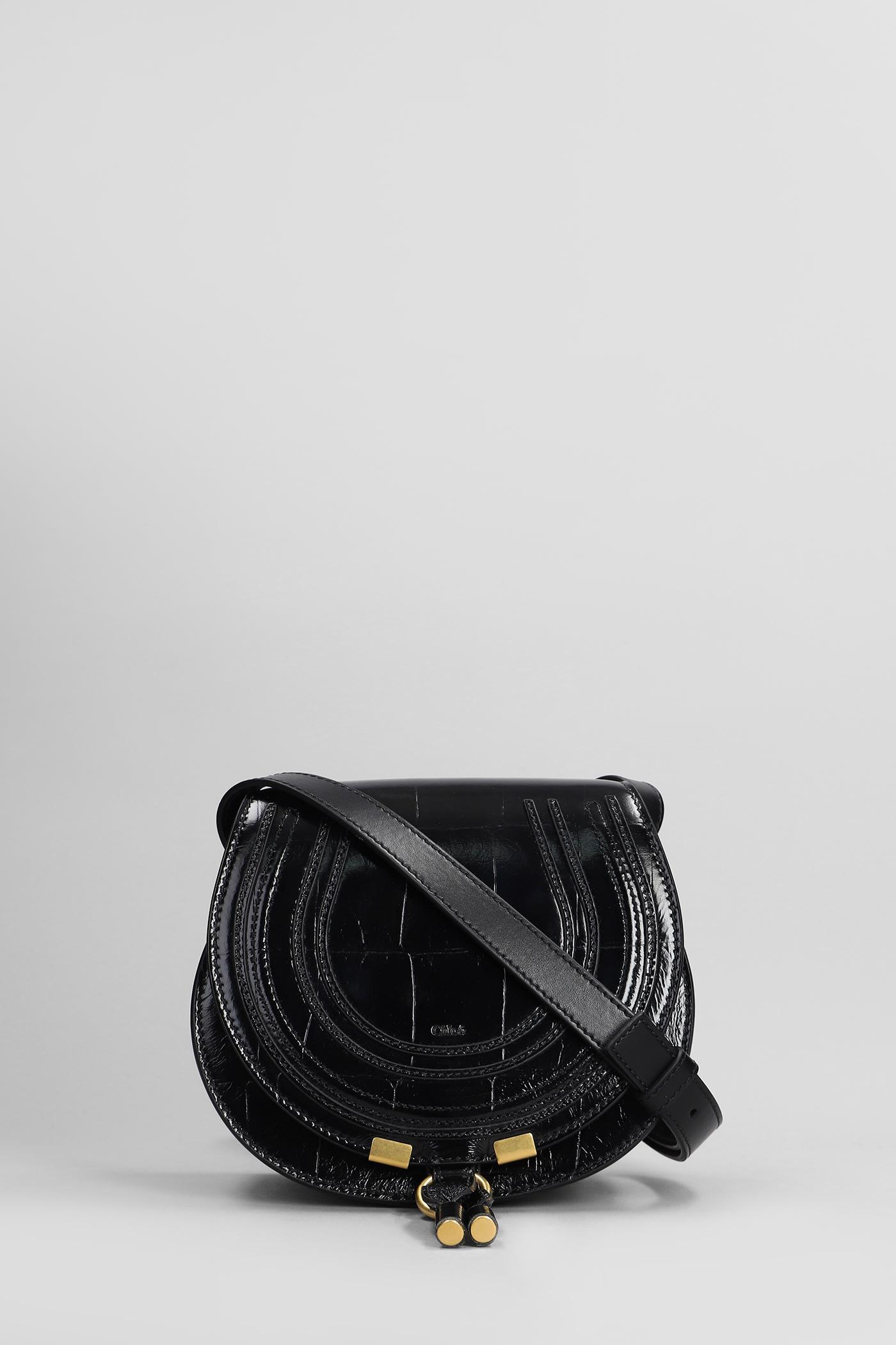 chloé marcie shoulder bag in black leather