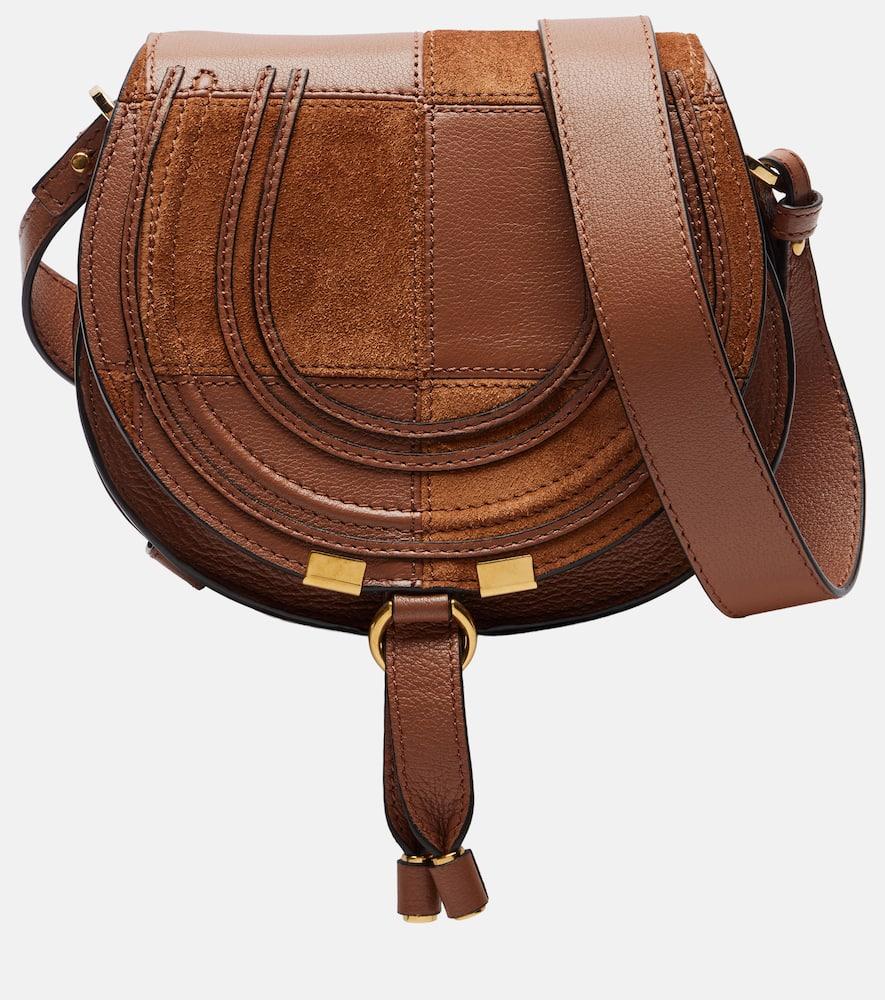 chloé marcie small leather and suede crossbody bag