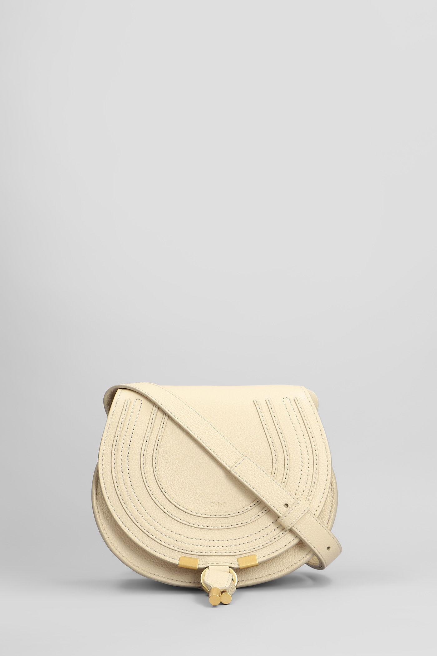 chloé marcie small shoulder bag in beige leather