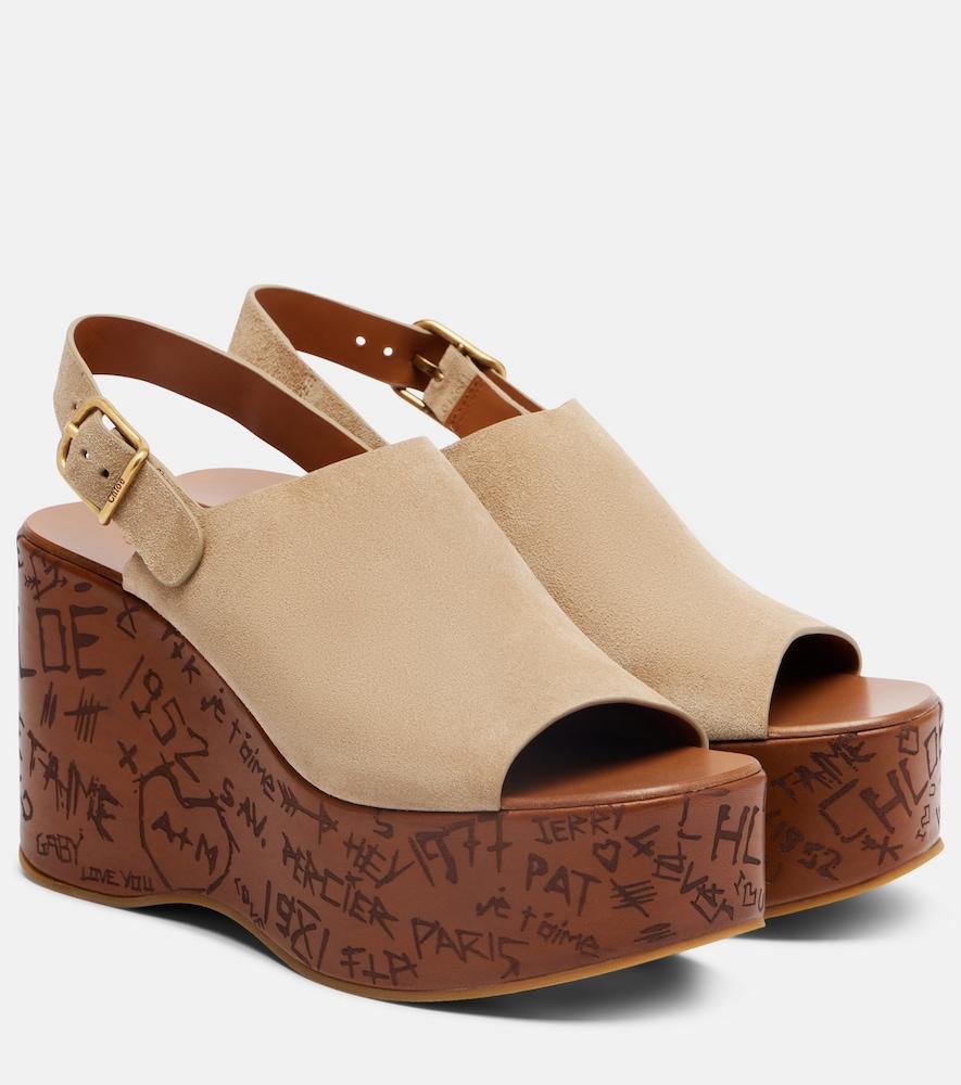 chloé maxime 80 suede wedge sandals