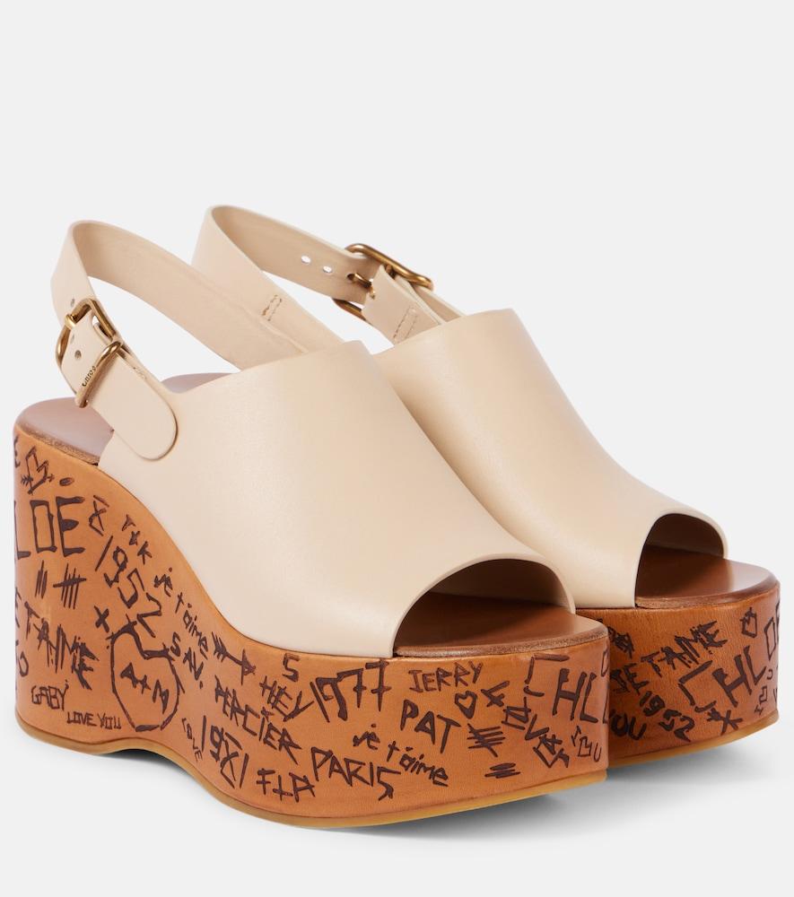 chloé maxime debossed leather wedges