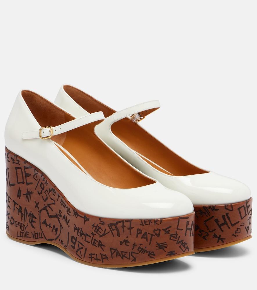 chloé maxime leather mary jane wedge pumps