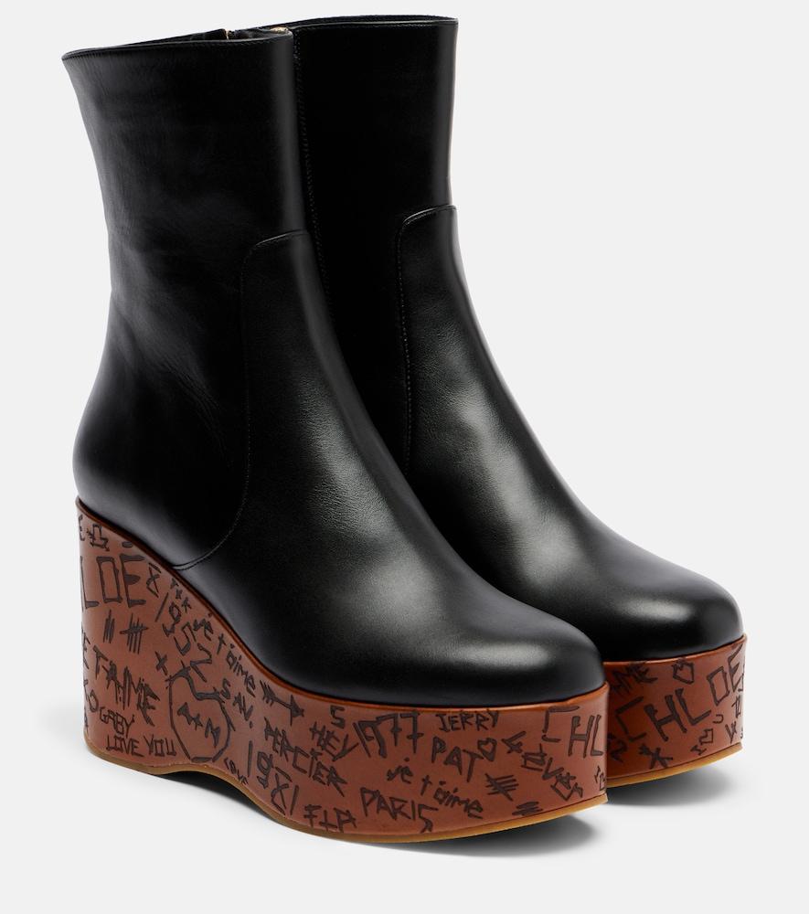 chloé maxime leather wedge ankle boots