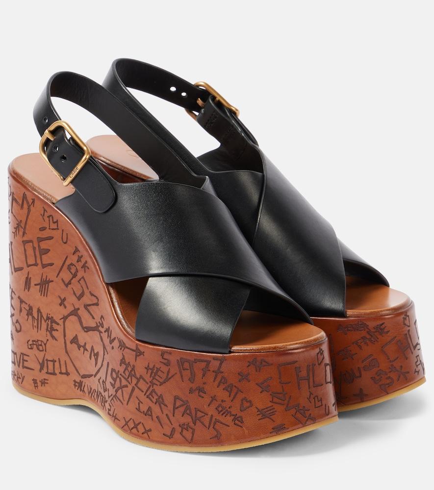 chloé maxime leather wedge sandals
