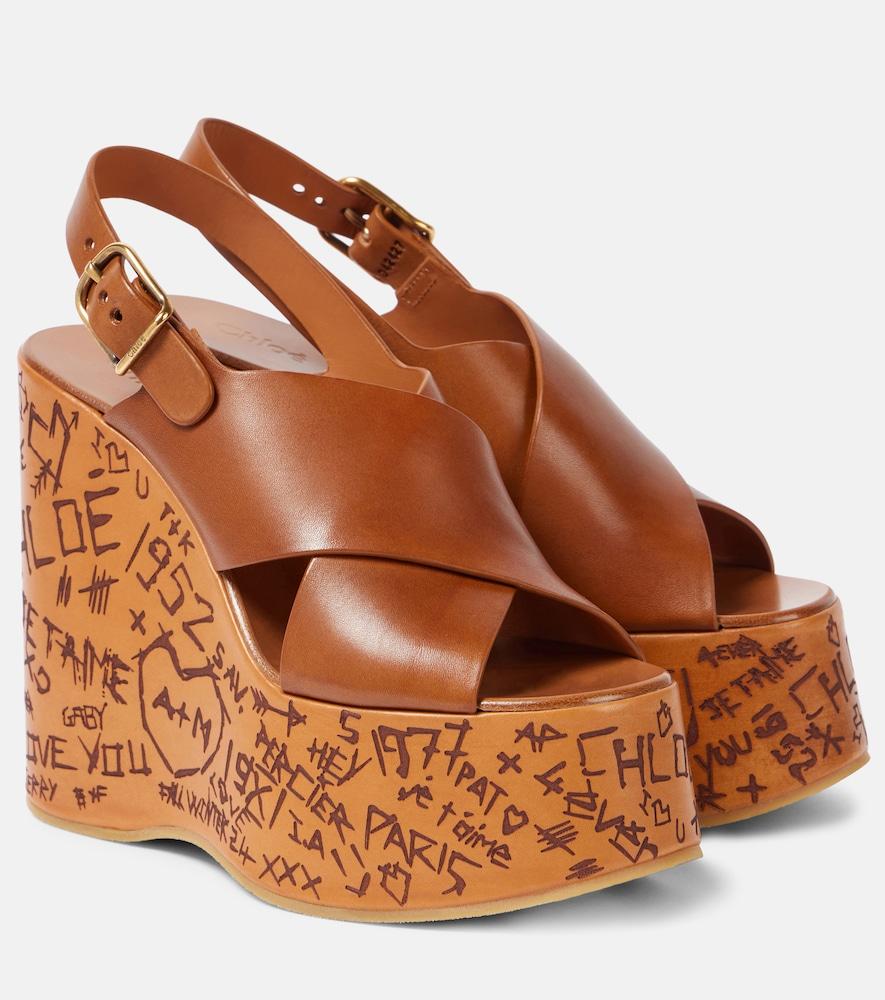 chloé maxime leather wedge sandals