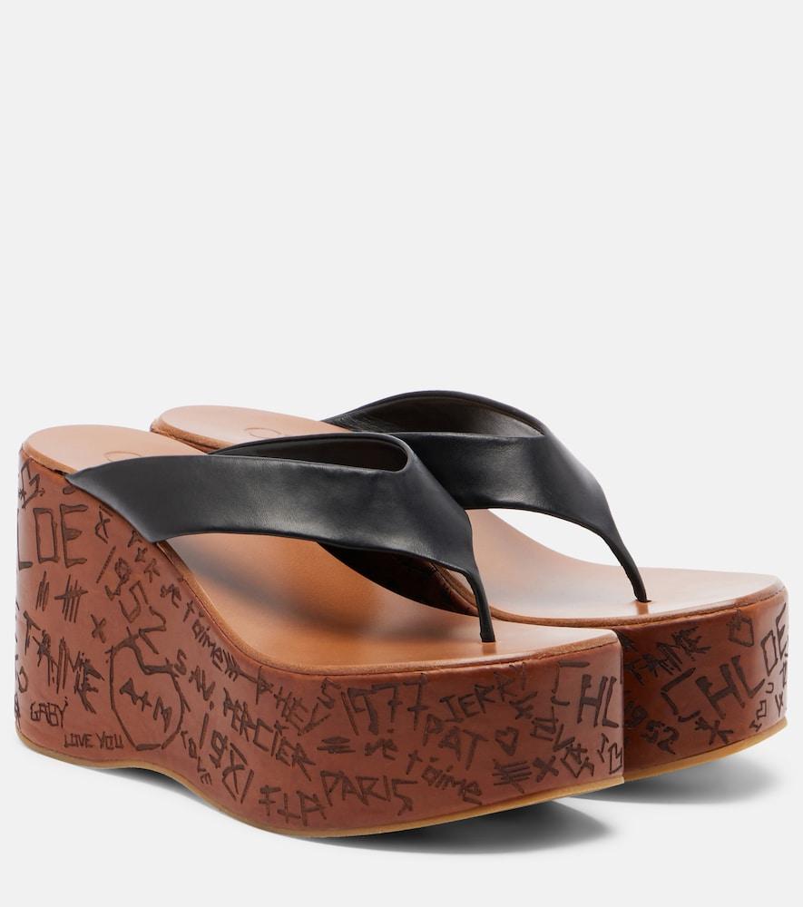 chloé maxime leather wedge thong sandals
