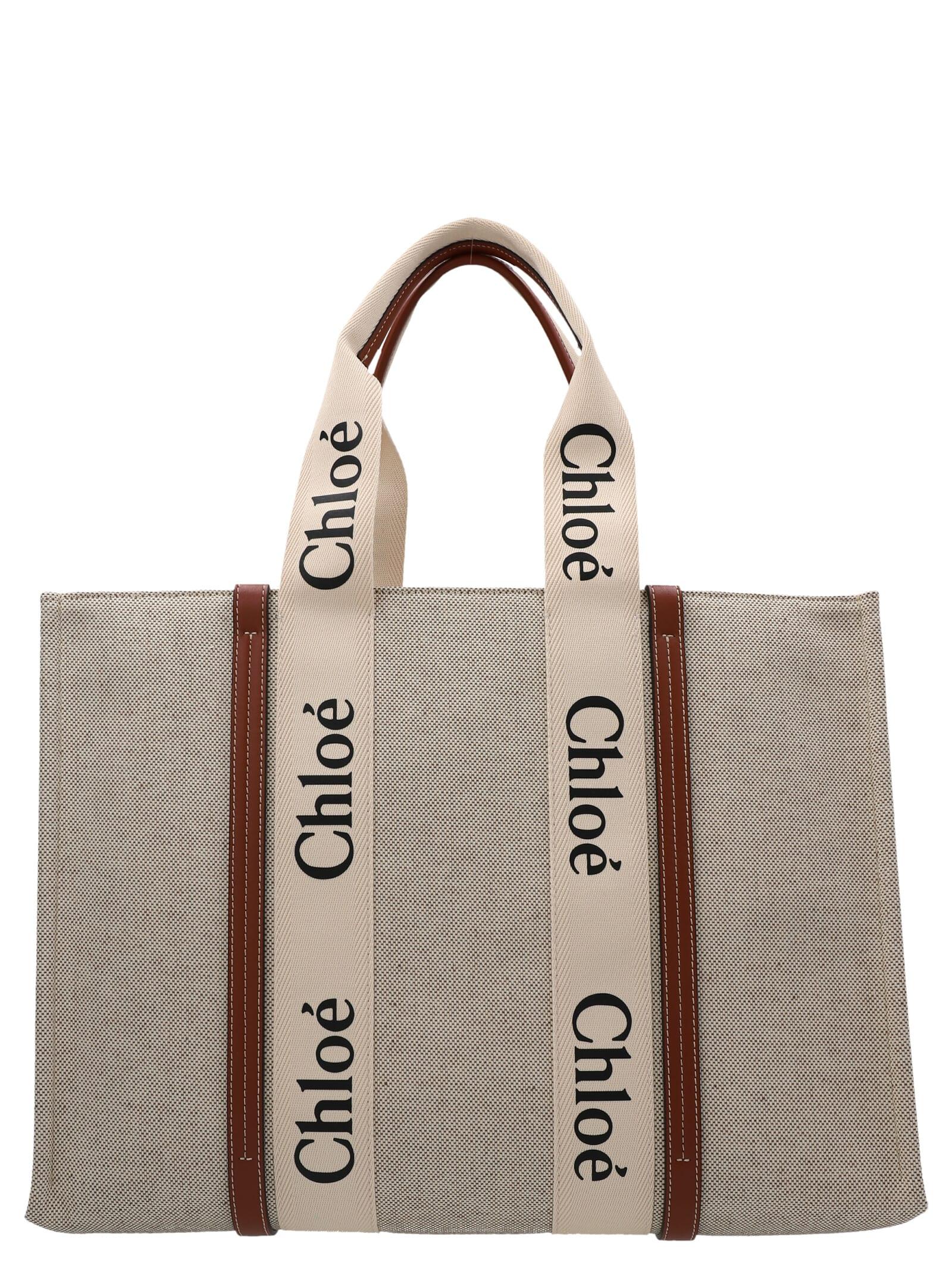 chloé medium woody shopping bag