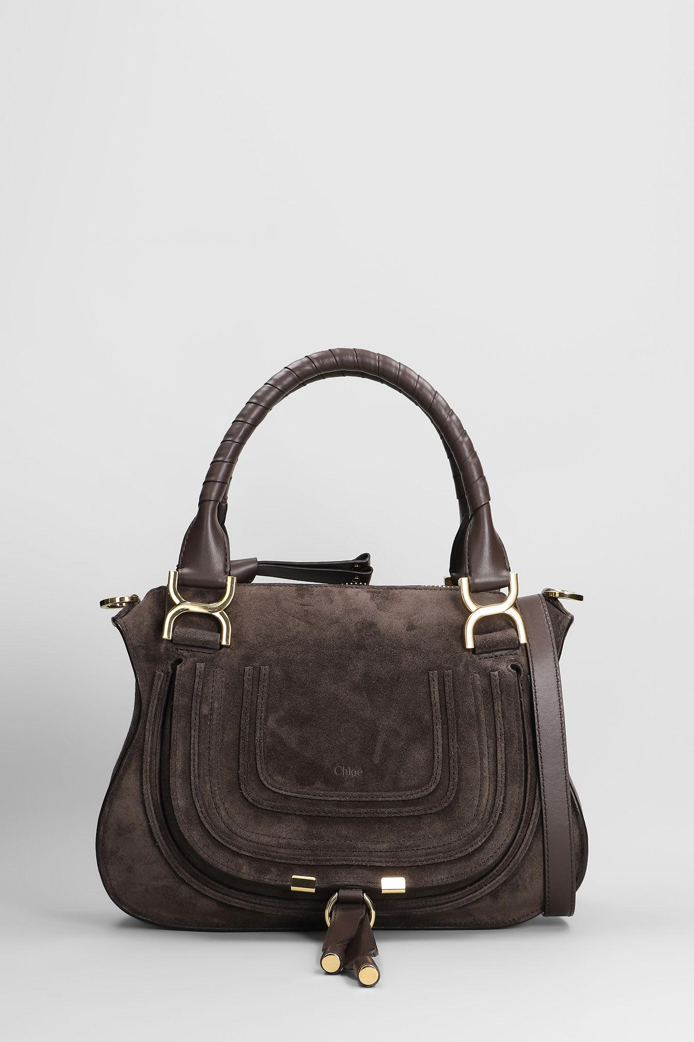 chloé mercie shoulder bag in brown suede