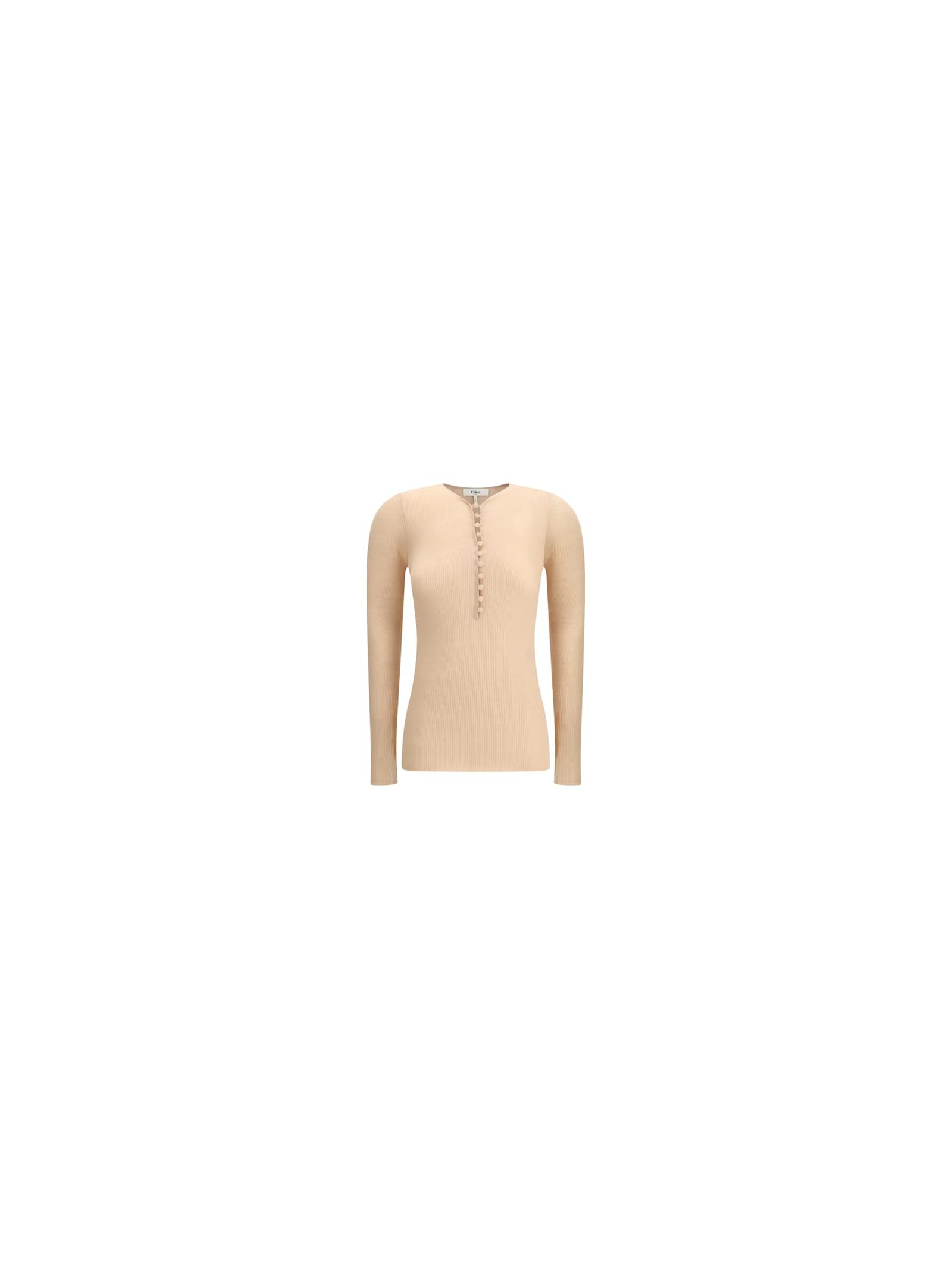 chloé merino wool henley sweater