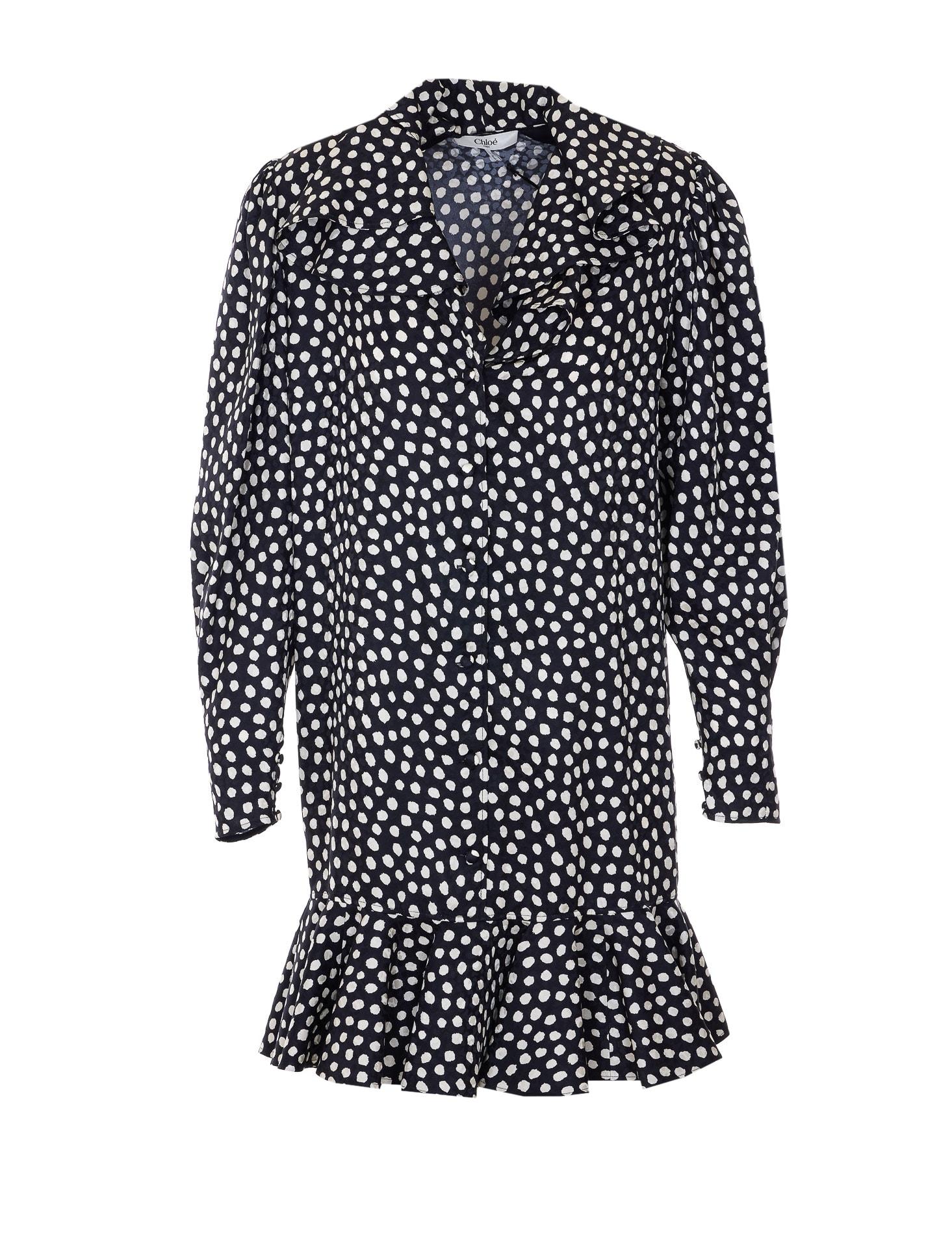 chloé mini long sleeve silk dress